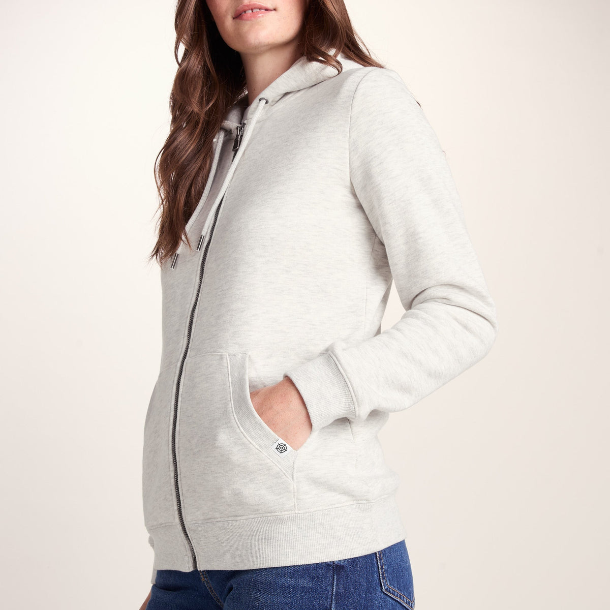 Mia Womens Supersoft Zip Hoody - Oatmeal Marl - Image 3