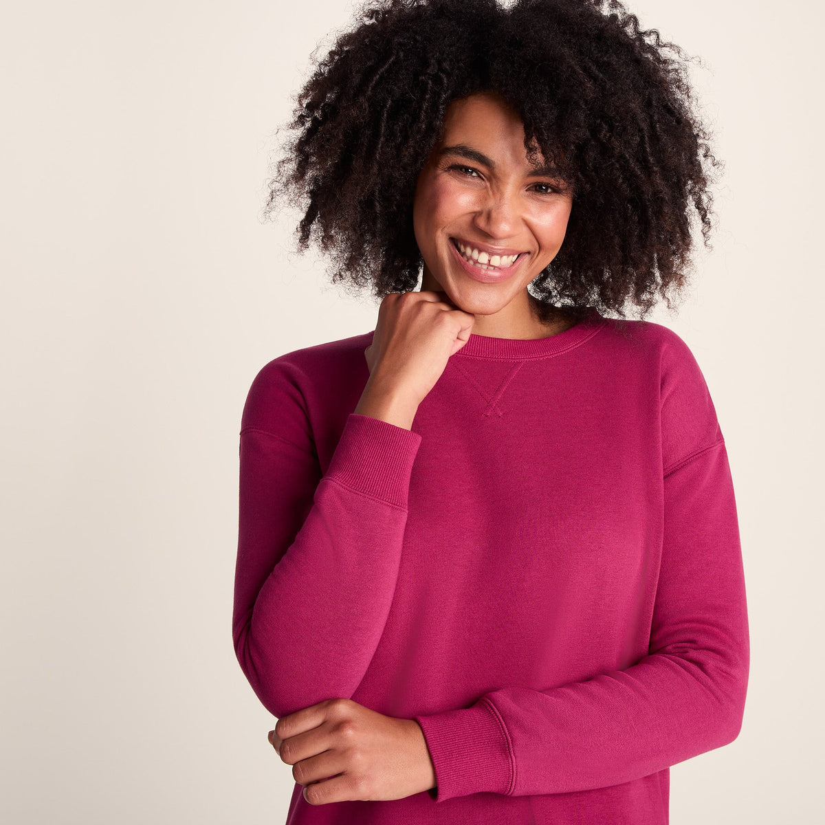 Michelle Womens Cotton Blend Sweat - Washed Burgundy - Image 4