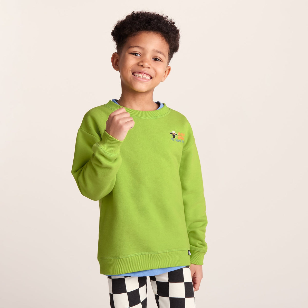 Montadale Kids Shaun the Sheep Crew Sweat - Lime Green