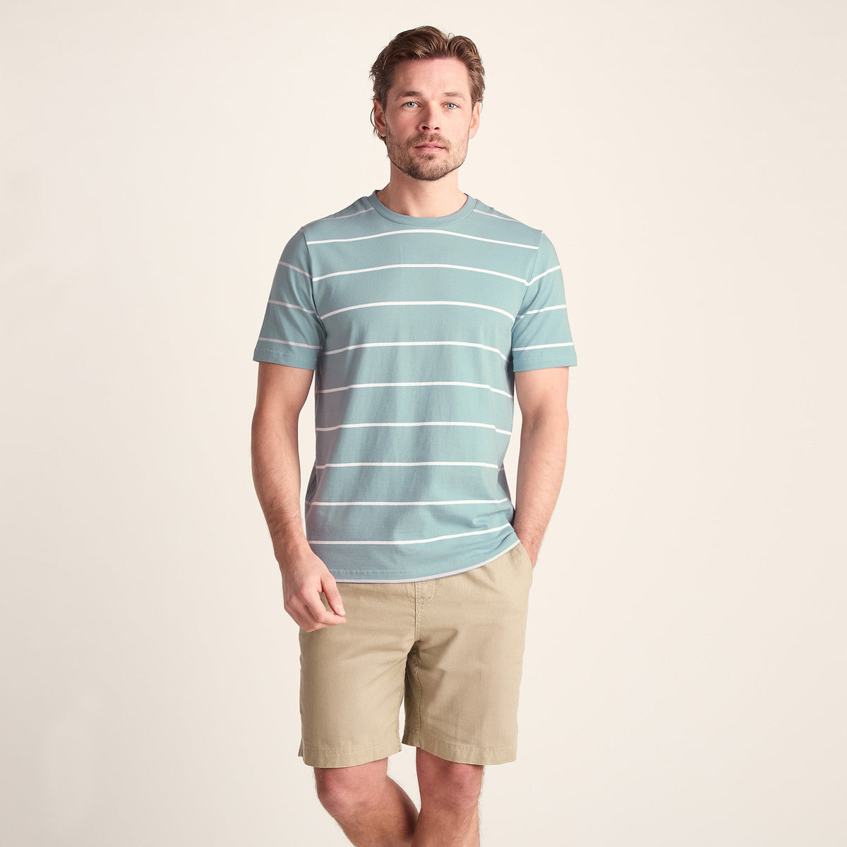 Morar Mens 100% Cotton Supersoft T-Shirt - Summer Sky Stripe