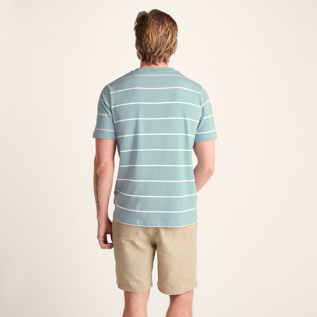 Morar Mens 100% Cotton Supersoft T-Shirt - Summer Sky Stripe - Image 4