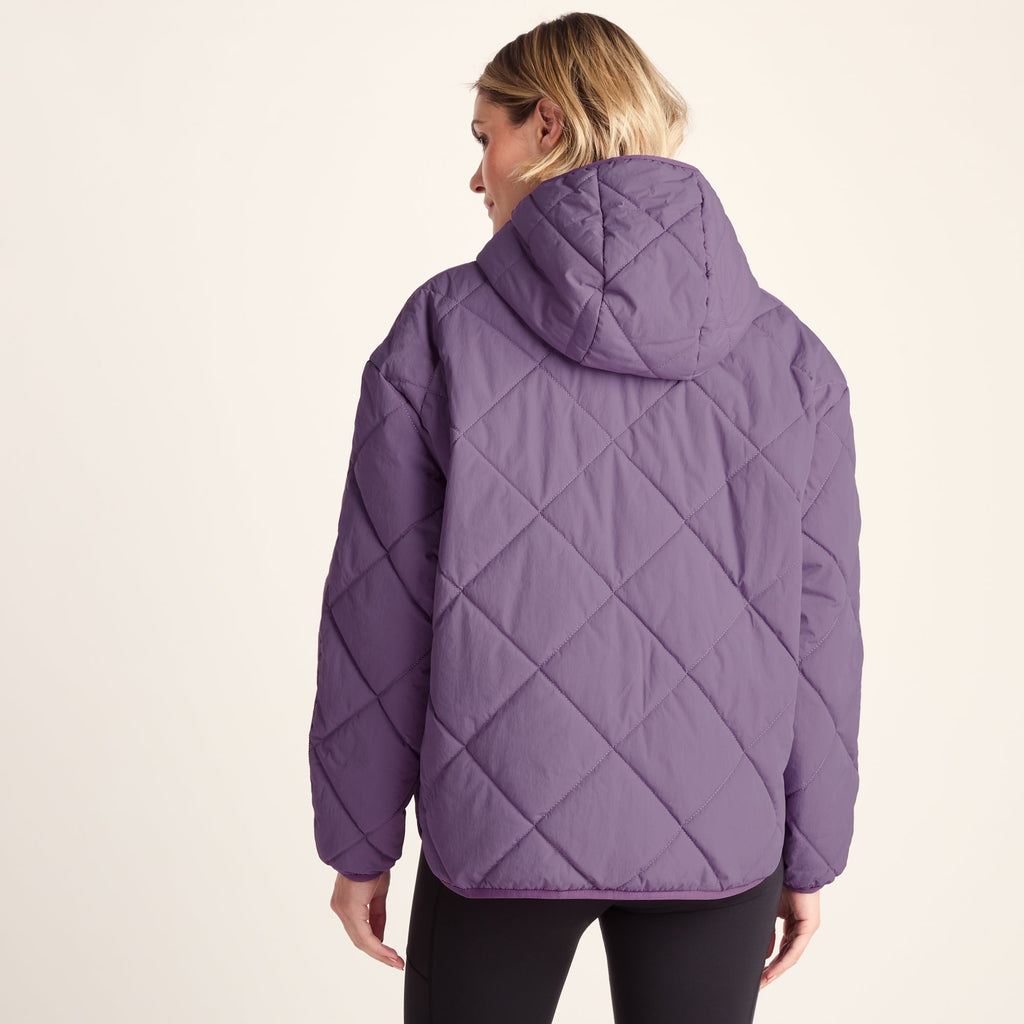 Nanford Womens Oversized Shower Resistant Diamond Quilted Jacket - Orchid - Image 4