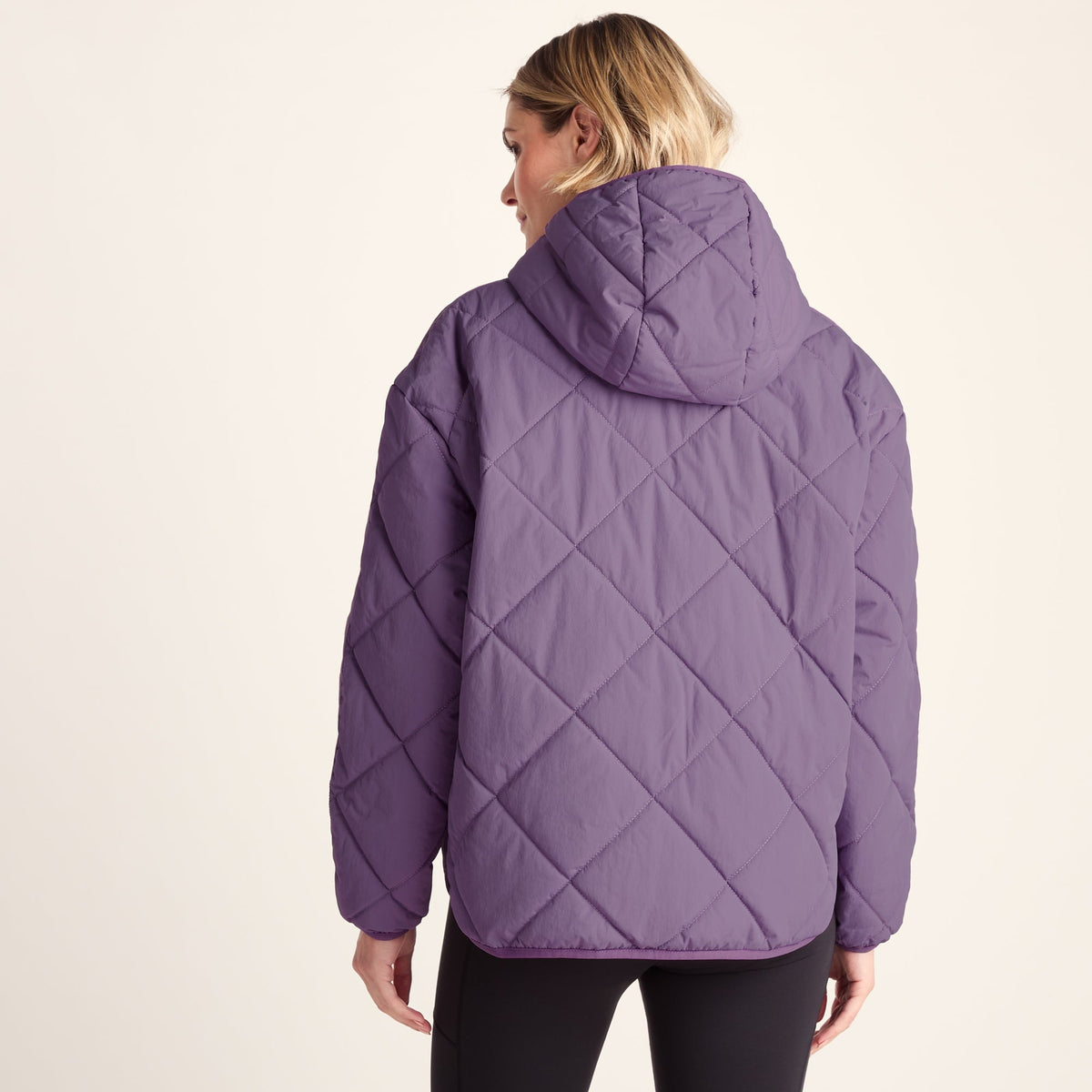 Nanford Womens Oversized Shower Resistant Diamond Quilted Jacket - Orchid - Image 4