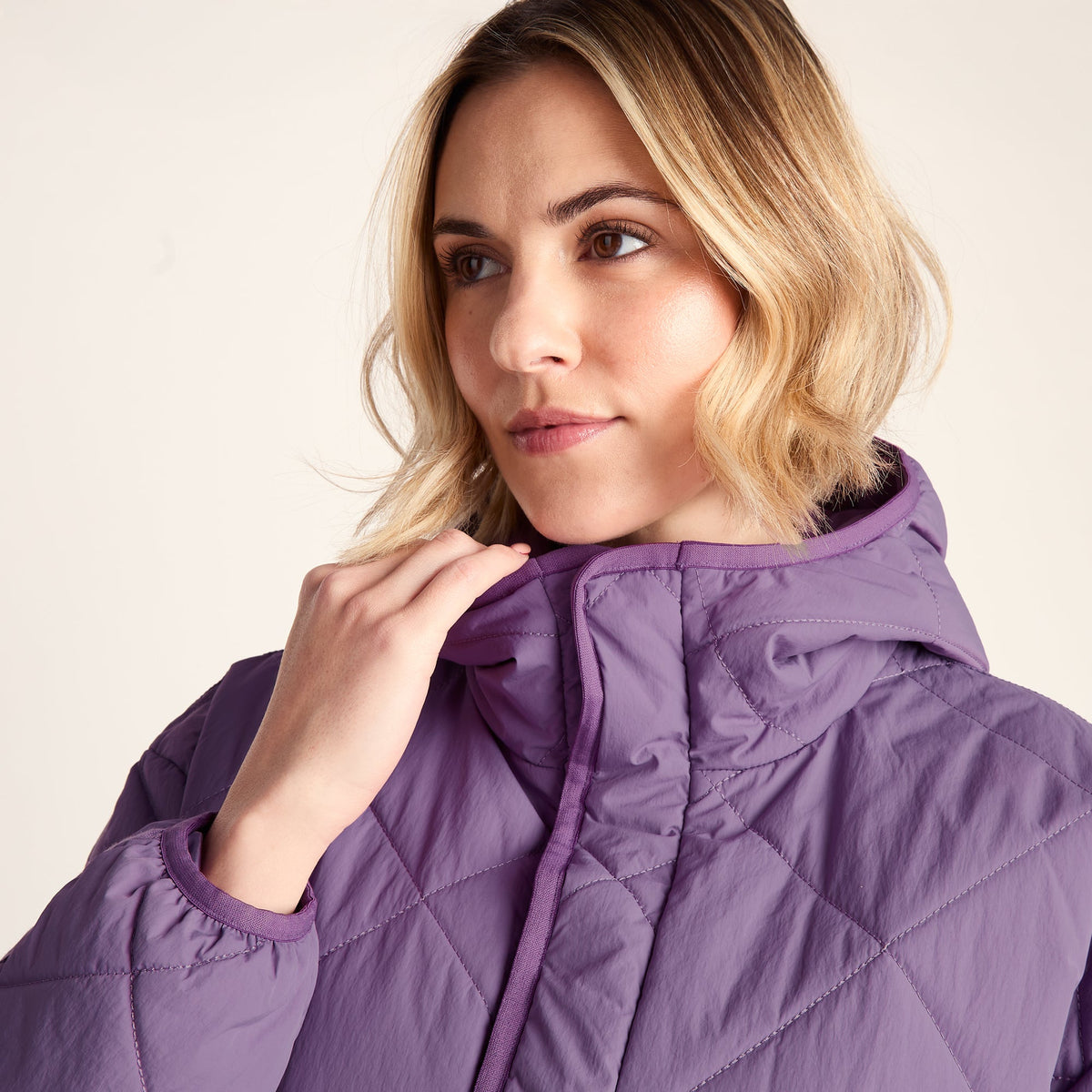 Nanford Womens Oversized Shower Resistant Diamond Quilted Jacket - Orchid - Image 6