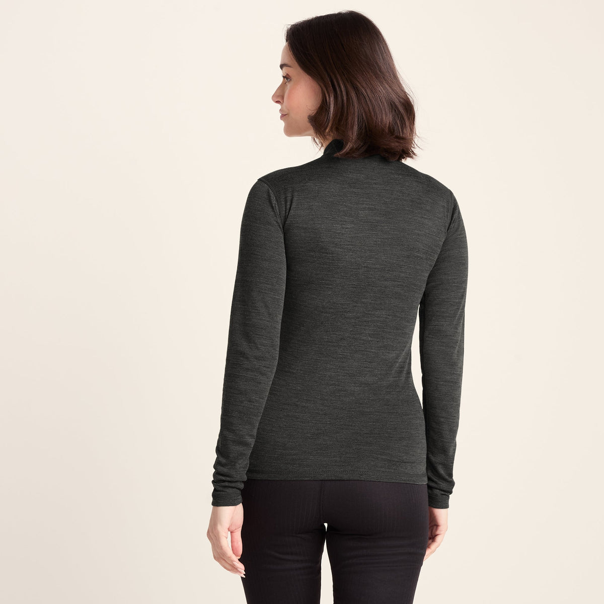 Nevis Womens Merino Base Layer Zip Neck - Grey Marl - Image 3