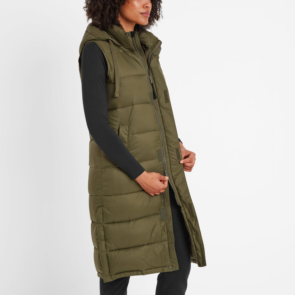 Newall Womens Long Padded Gilet - Khaki - Image 5
