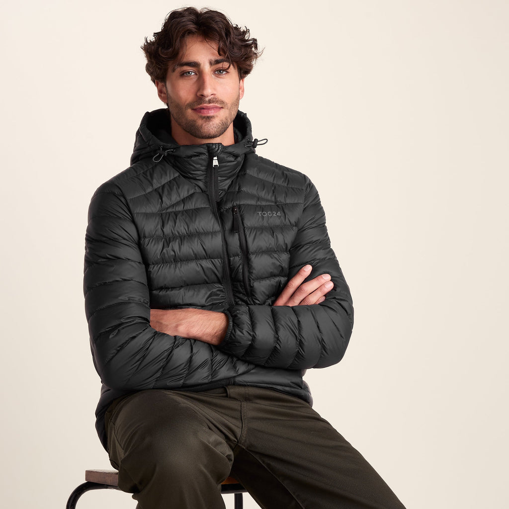 North Mens RDS Certified Down Hooded Jacket - Black - Image 4