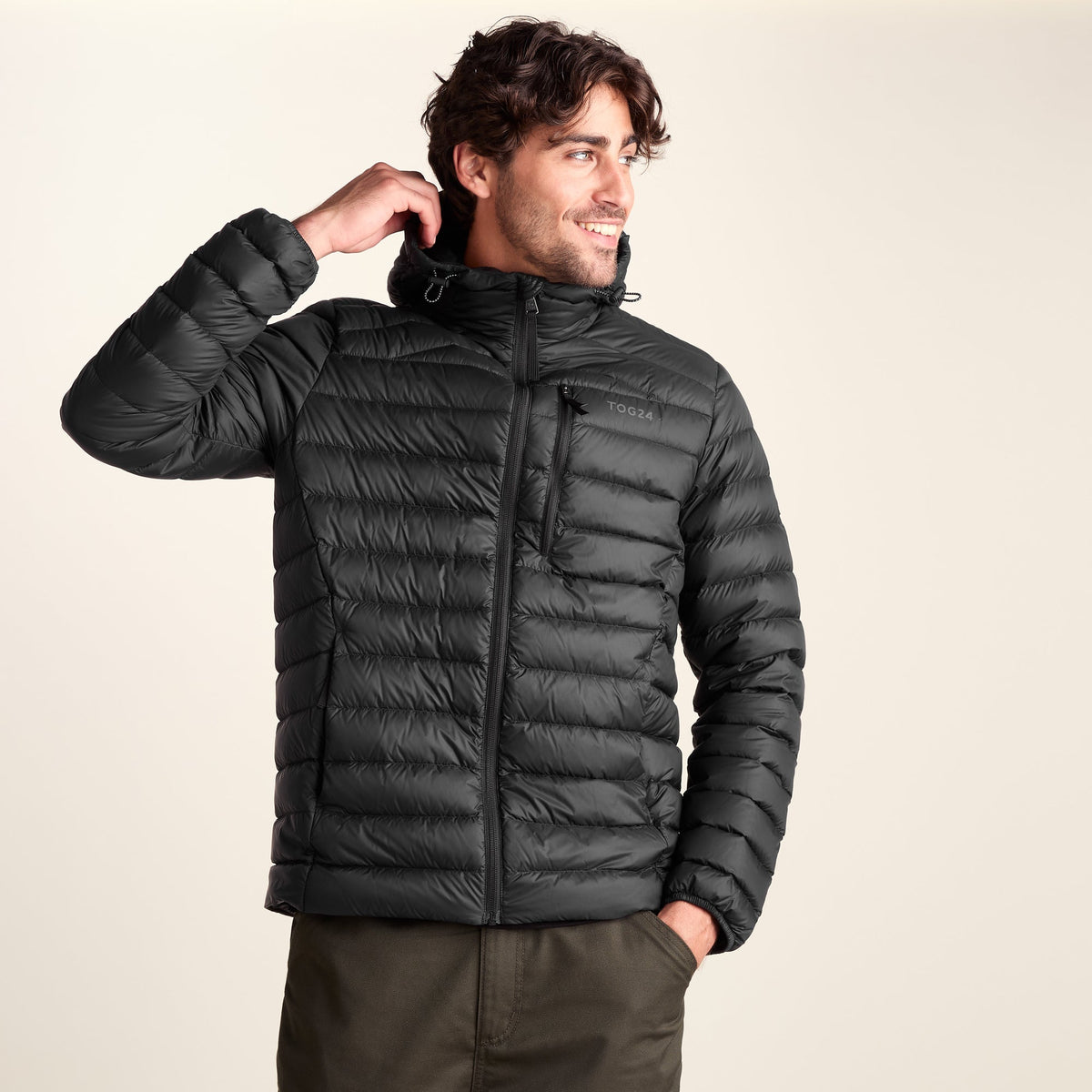 North Mens RDS Certified Down Hooded Jacket - Black - Image 5