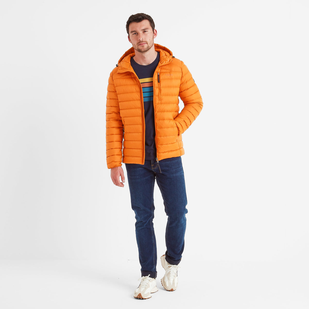 North Mens RDS Certified Down Hooded Jacket - Dark Orange - Image 2
