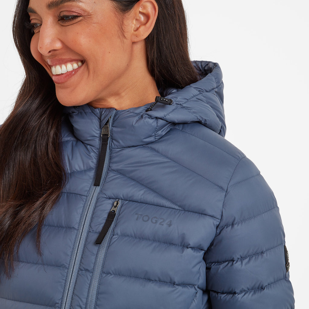 North Womens RDS Certified Down Hooded Jacket - Blue Stone - Image 5