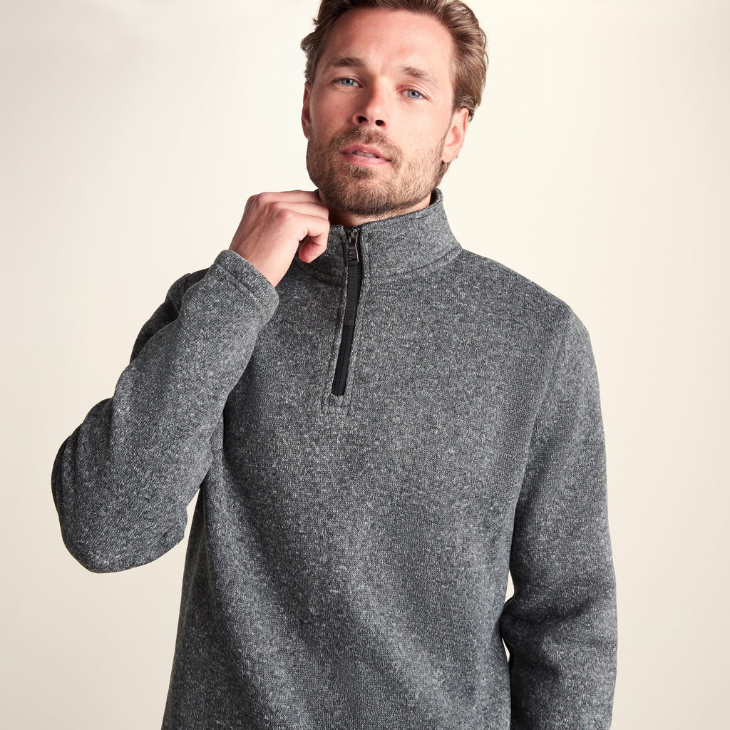Pearson Mens Knitlook Quarter Zip Fleece - Dark Grey Marl - Image 5