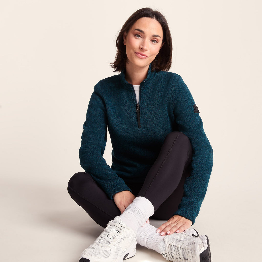Pearson Womens Knitlook Quarter Zip Fleece - Deep Teal Marl - Image 7