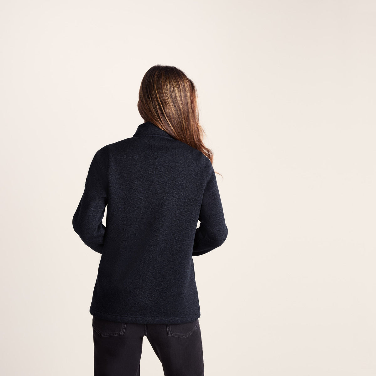 Pearson Womens Knitlook Quarter Zip Fleece - Dark Indigo Marl - Image 4