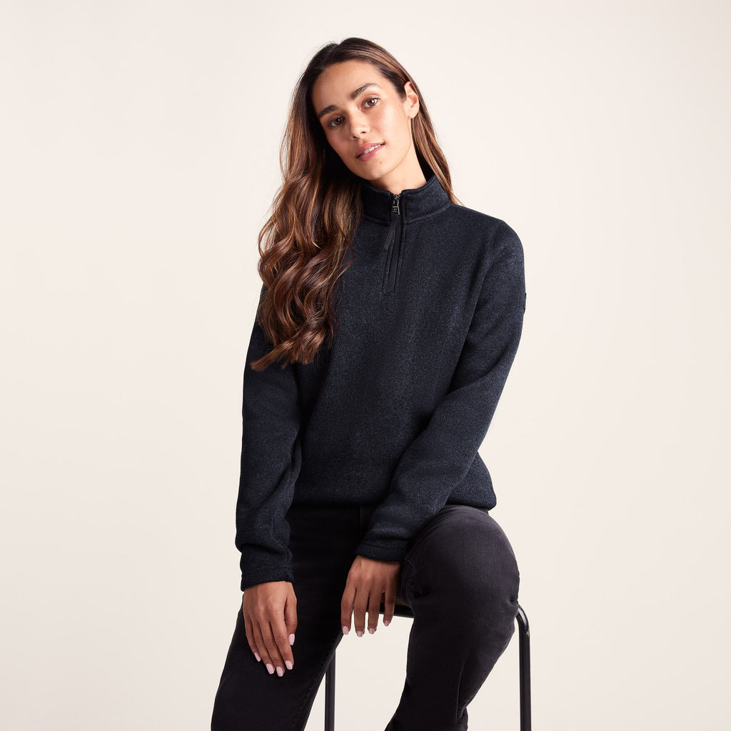 Pearson Womens Knitlook Quarter Zip Fleece - Dark Indigo Marl - Image 5