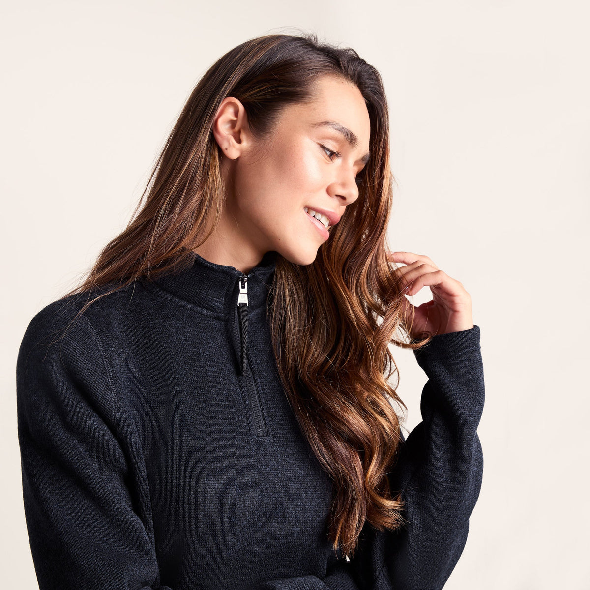 Pearson Womens Knitlook Quarter Zip Fleece - Dark Indigo Marl - Image 7