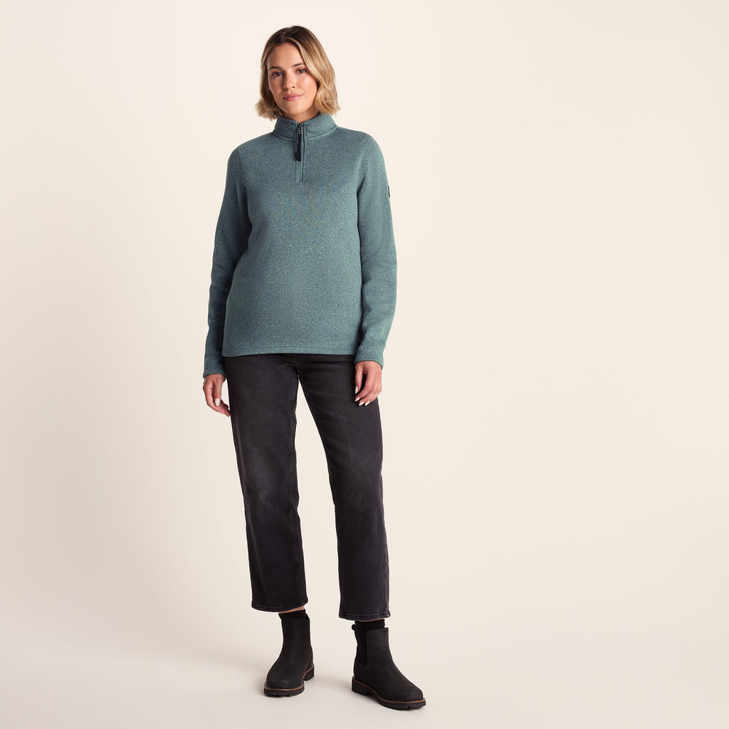 Pearson Womens Knitlook Quarter Zip Fleece - Mist Grey Marl - Image 4