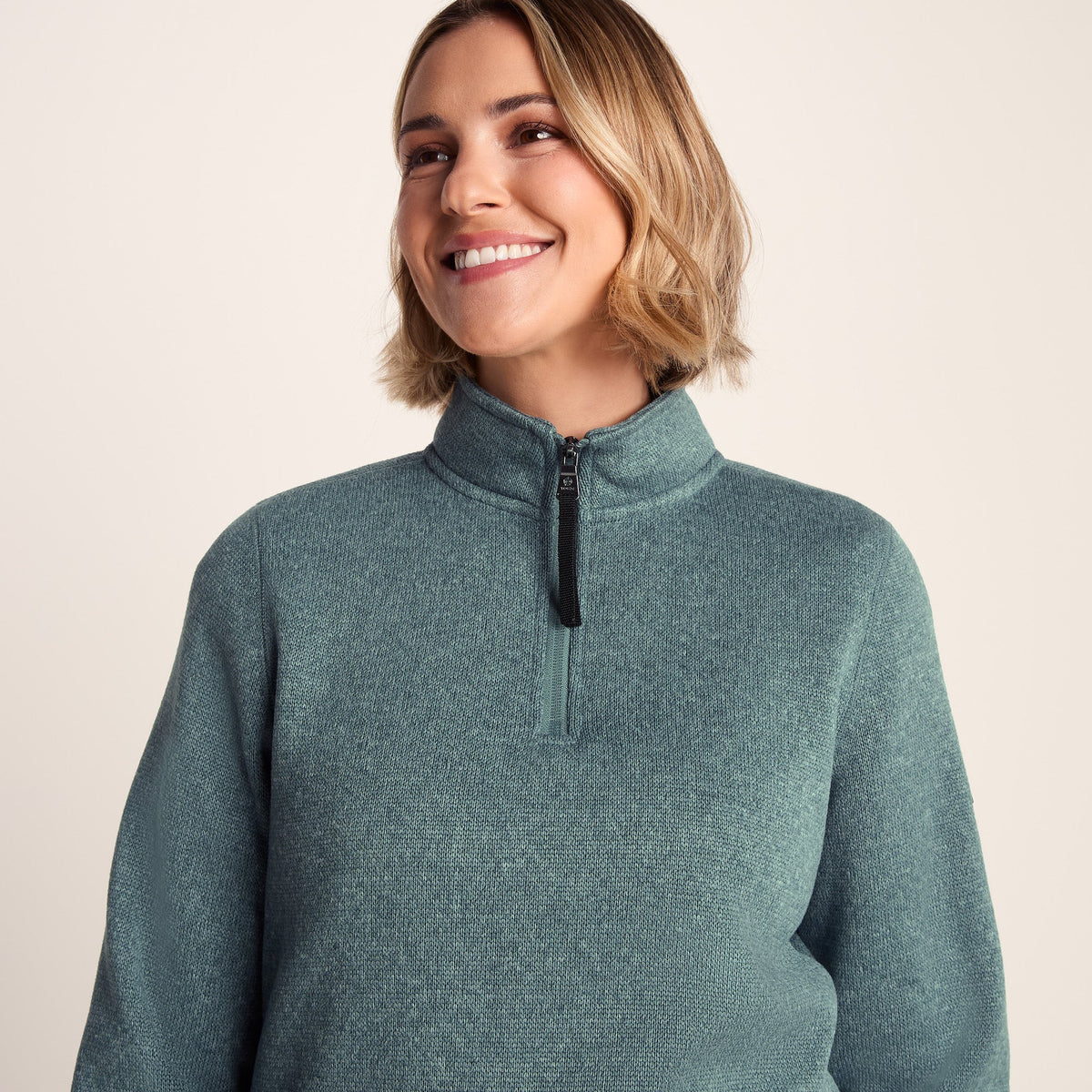 Pearson Womens Knitlook Quarter Zip Fleece - Mist Grey Marl - Image 7
