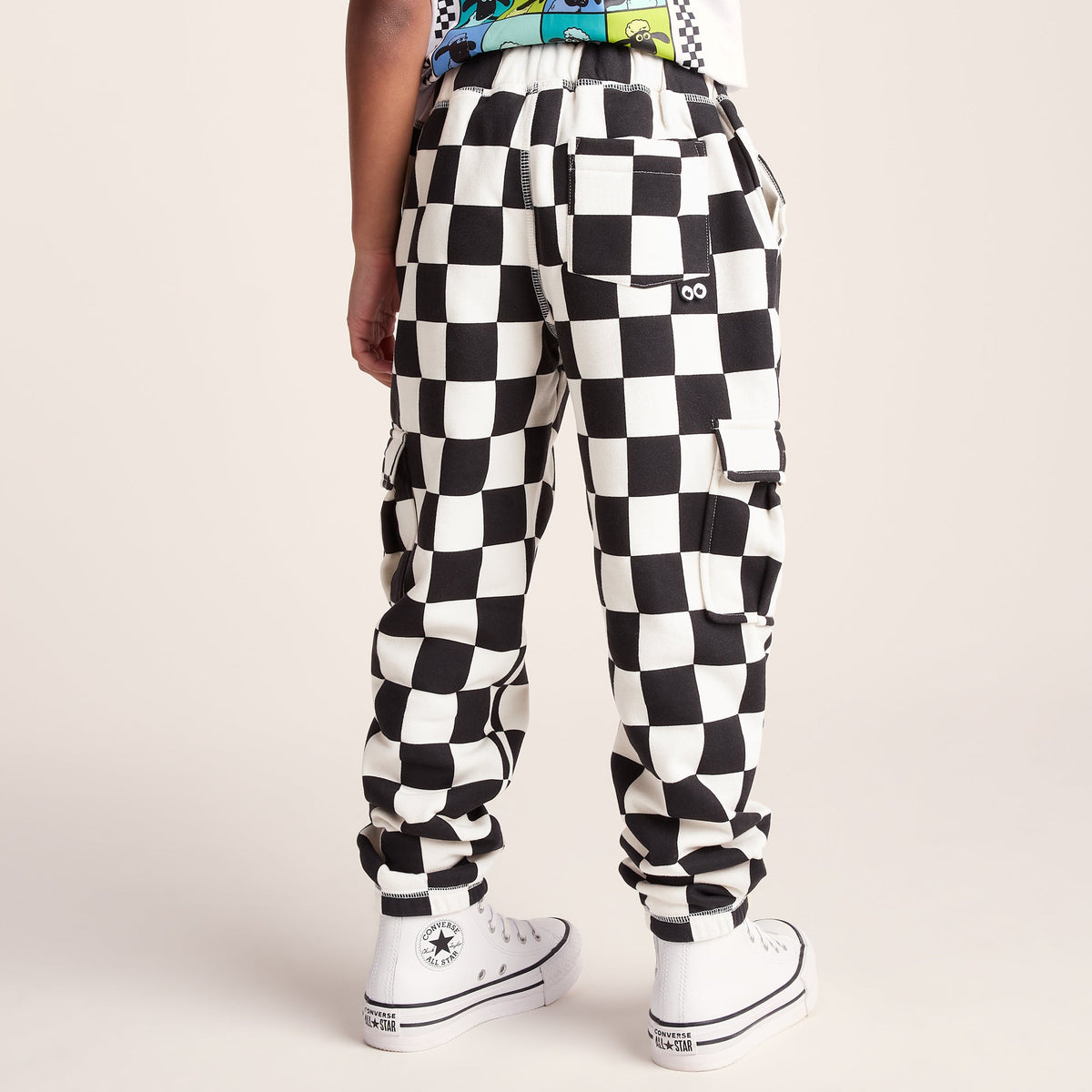 Polypay Kids Shaun the Sheep Sweat Pant - Black Woolly Checkerboard - Image 3