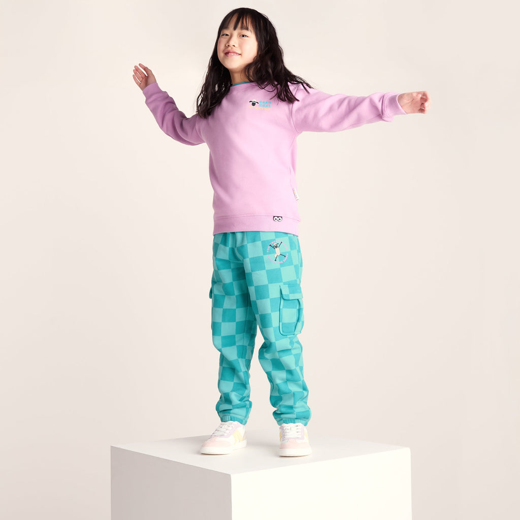Polypay Kids Shaun the Sheep Sweat Pant - Spearmint/Bubblegum Checkerboard - Image 4