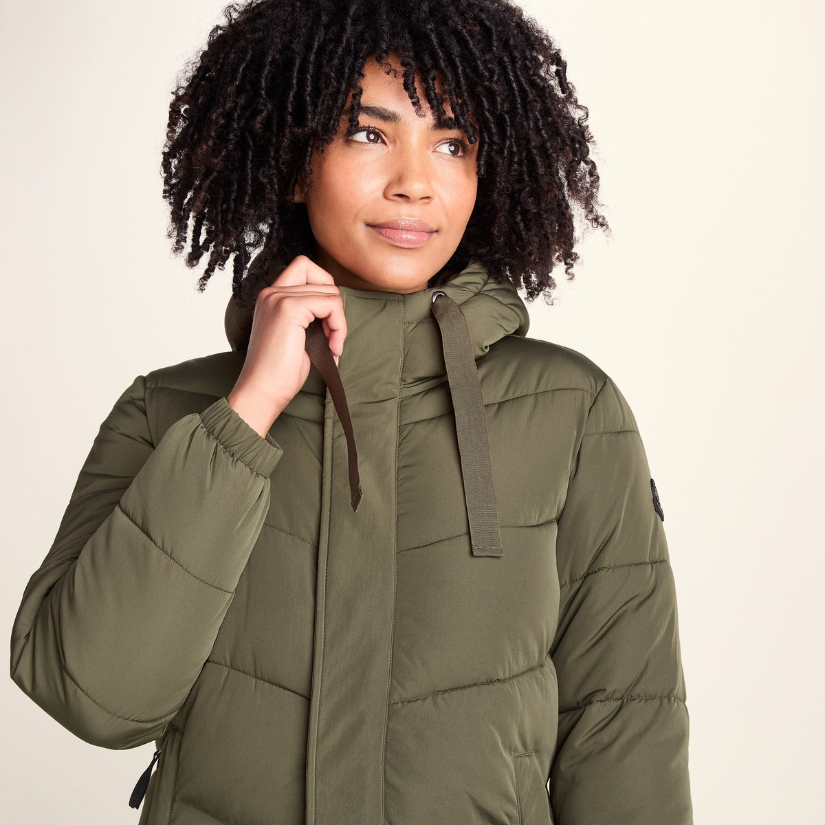 Raleigh Womens Long Insulated Jacket - Khaki - Image 6