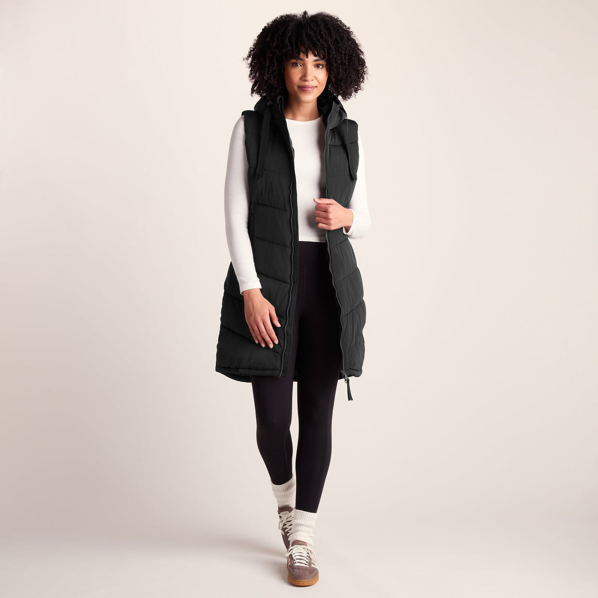 Ranskill Womens Long Insulated Gilet - Washed Black - Image 2