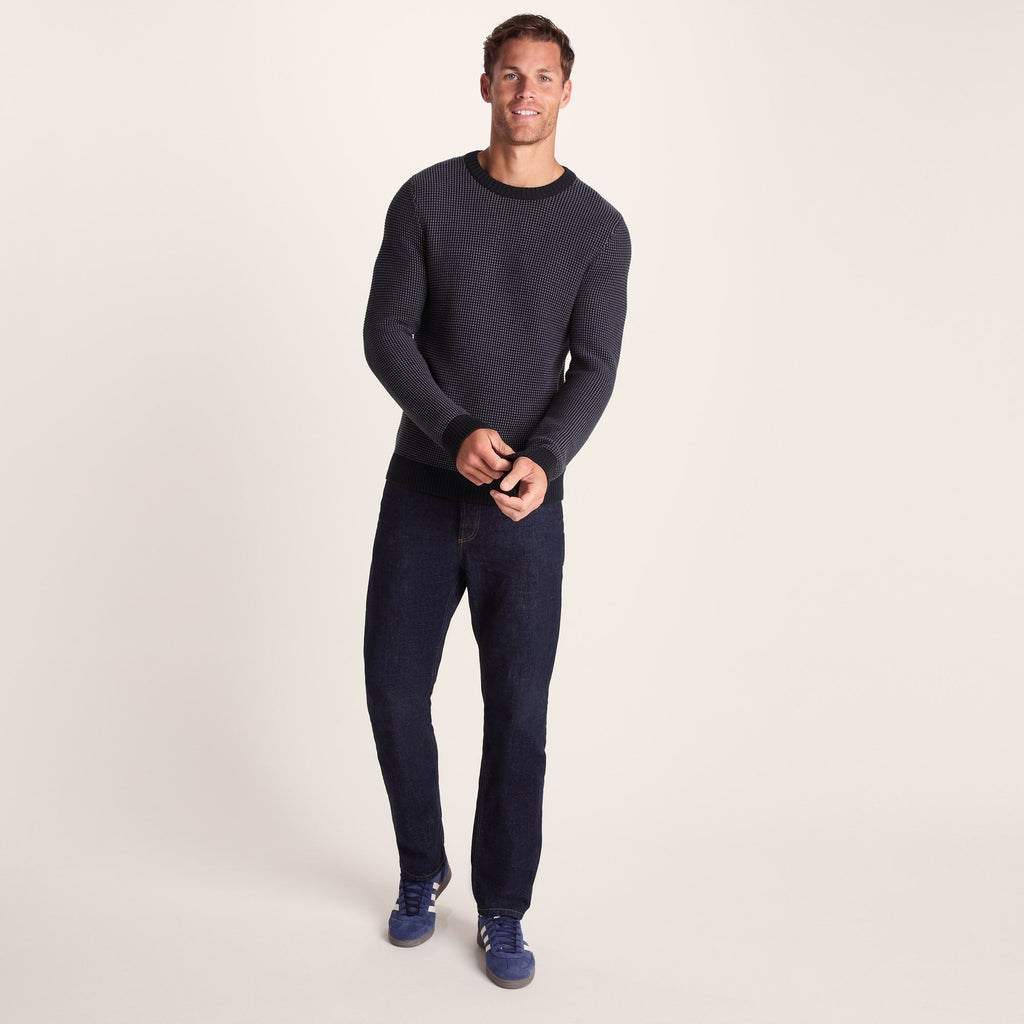Richie Mens Knitted Crew Neck jumper - Dark Indigo - Image 3