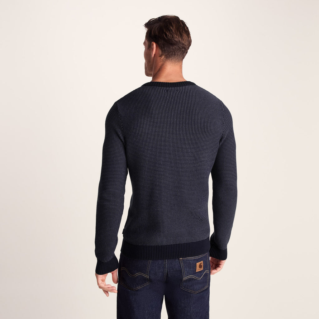 Richie Mens Knitted Crew Neck jumper - Dark Indigo - Image 4