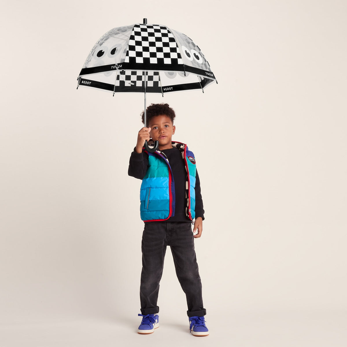Romney Kids Shaun the Sheep Umbrella - Black White Checkerboard - Image 4