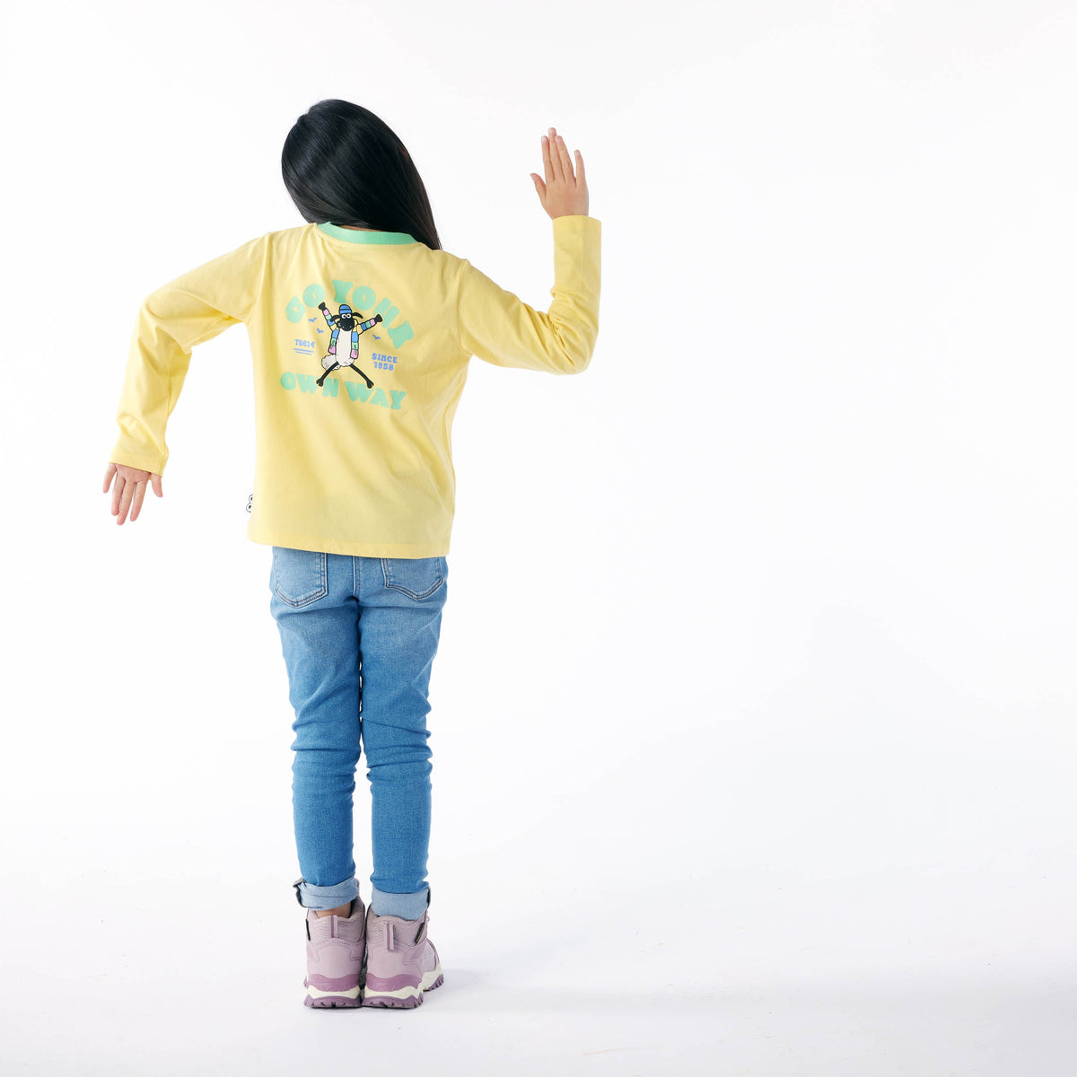 Ryeland Kids Shaun the Sheep T-Shirt LS - Sunshine Yellow - Image 2