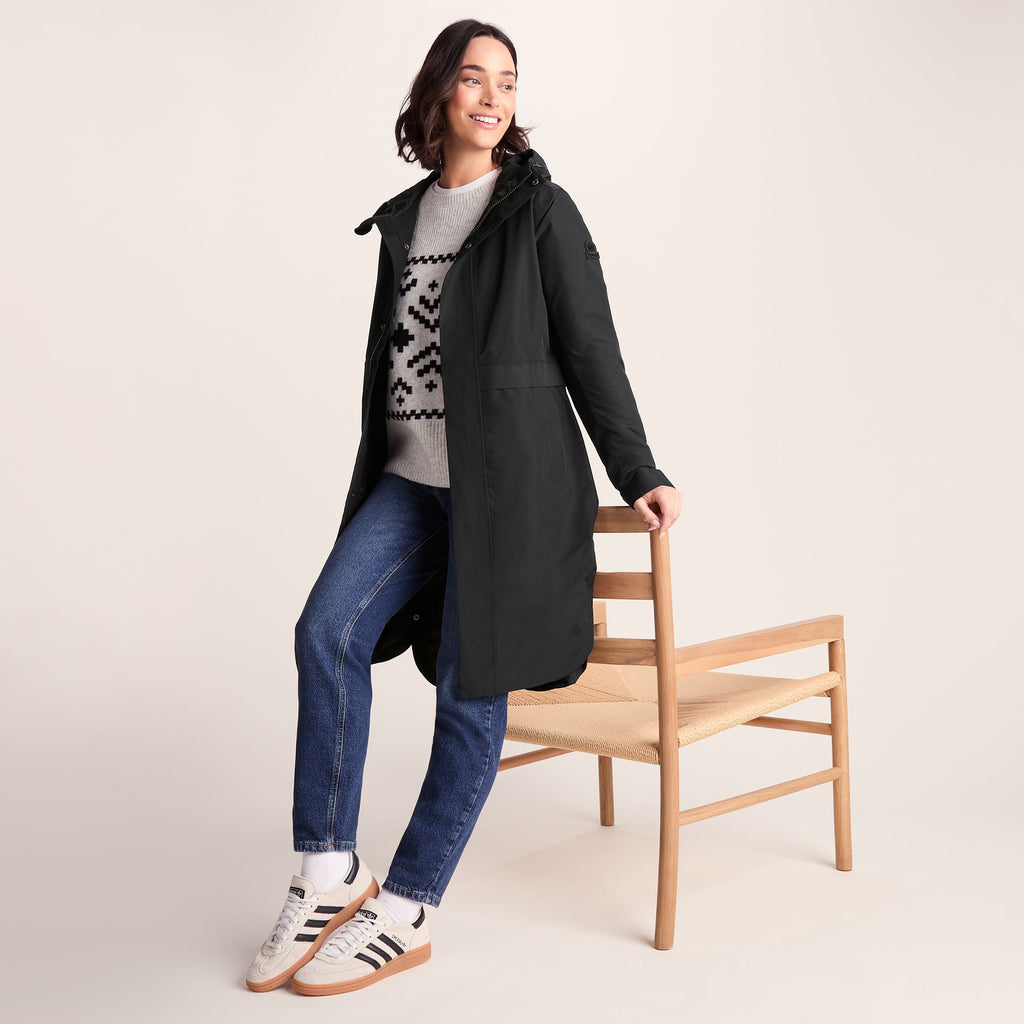 Saunter Womens Long Waterproof Jacket - Black - Image 5