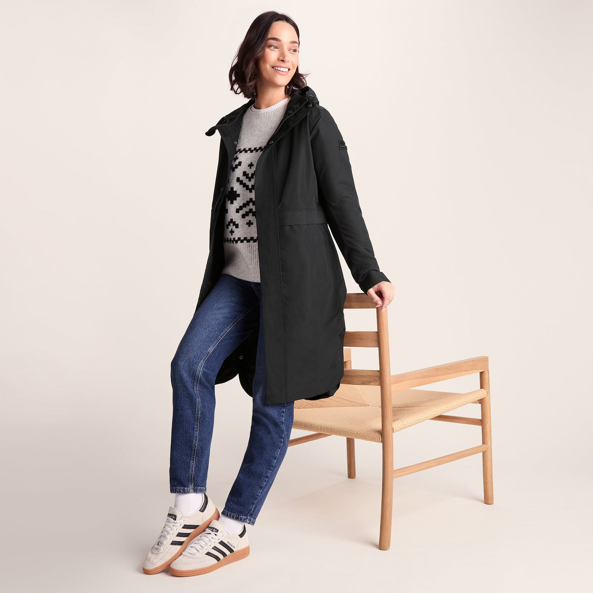 Saunter Womens Long Waterproof Jacket - Black - Image 5
