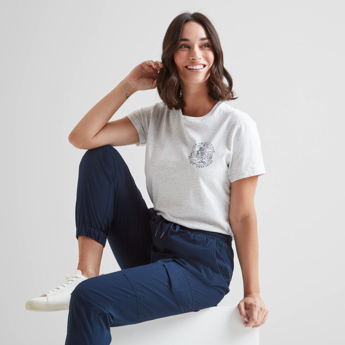 Seaside Womens 100% Cotton T-Shirt - Ice Grey Marl - Image 4