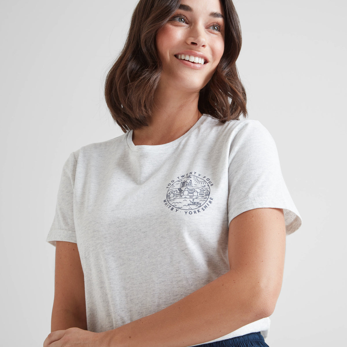 Seaside Womens 100% Cotton T-Shirt - Ice Grey Marl - Image 5
