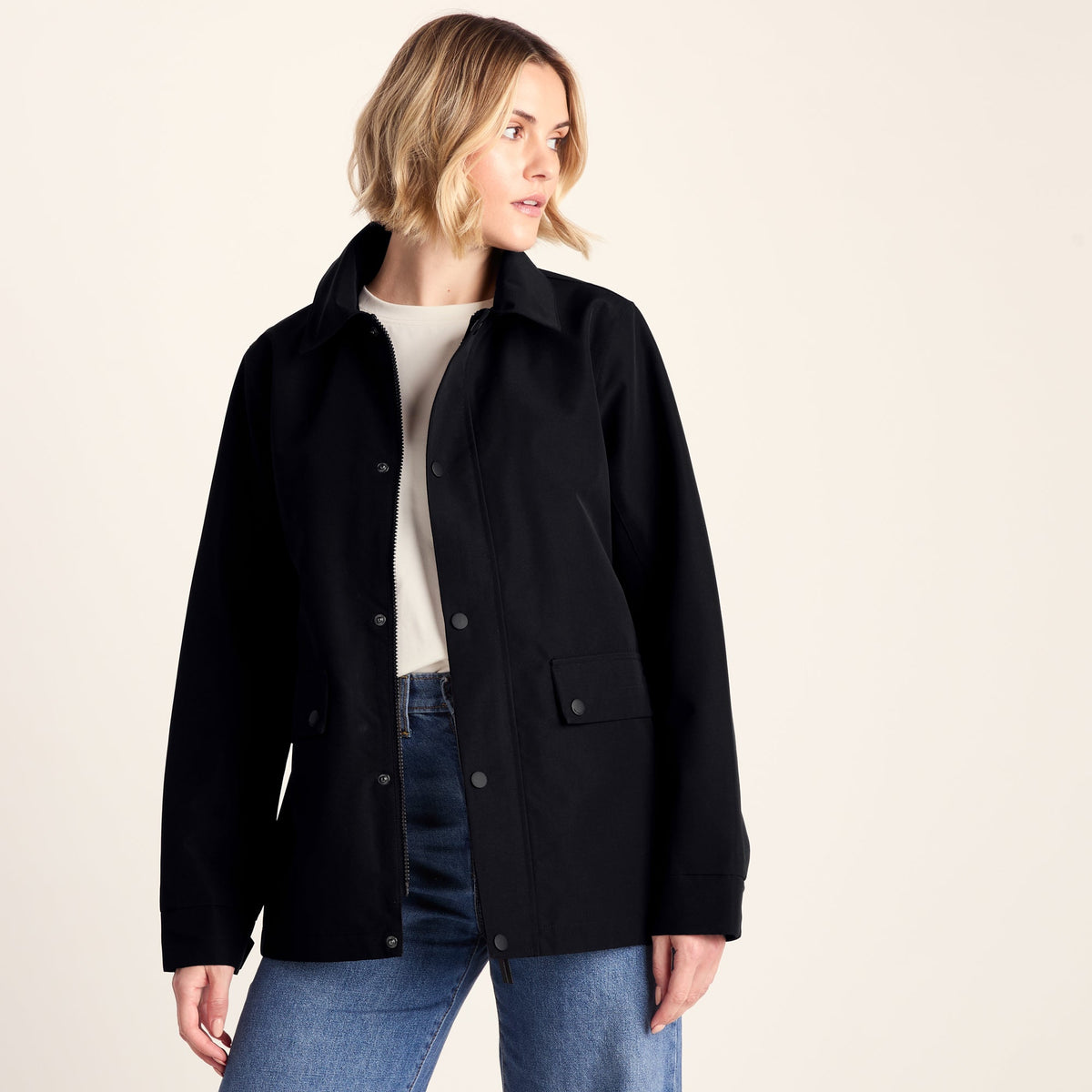Shea Womens Waterproof Trench Coat - Black - Image 9