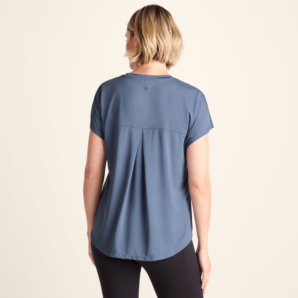 Skyla Womens Short Sleeve Performance Top - Smokey Blue - Image 5