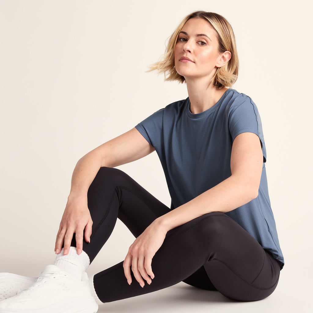 Skyla Womens Short Sleeve Performance Top - Smokey Blue - Image 6