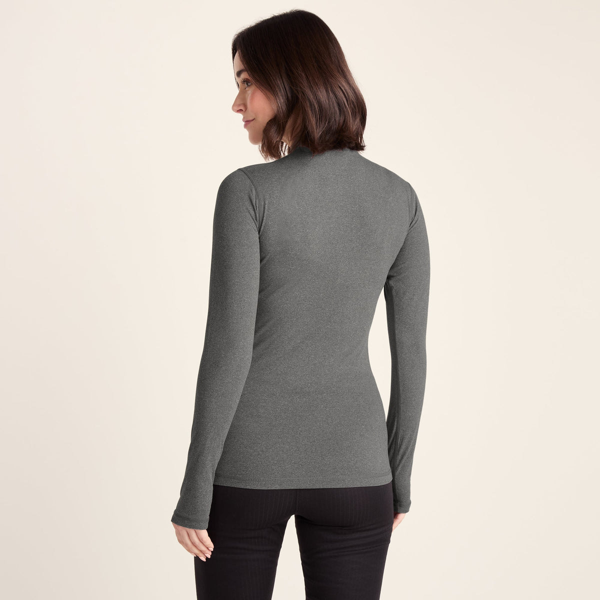 Snowdon Womens Thermal Base Layer Quarter Zip - Grey Marl - Image 2