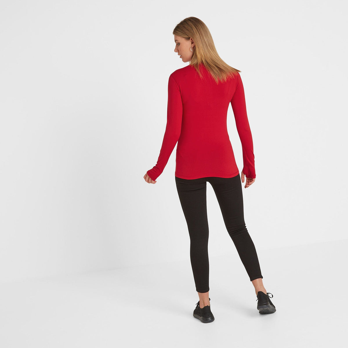 Snowdon Womens Thermal Base Layer Quarter Zip - Rouge Red - Image 2