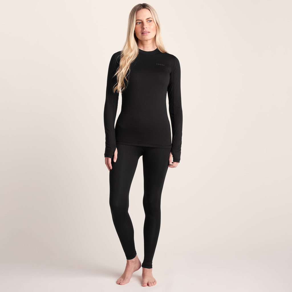 Snowdon Womens Thermal Crew Neck Base Layer - Black - Image 2