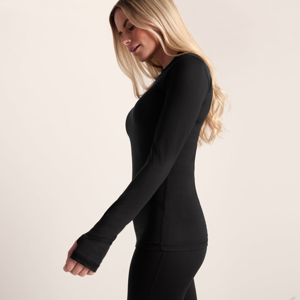 Snowdon Womens Thermal Crew Neck Base Layer - Black - Image 6
