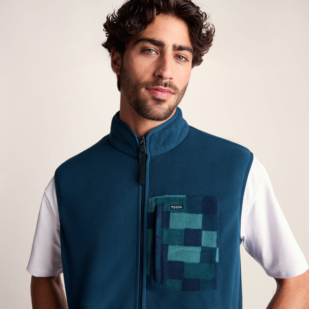 Stark Mens Relaxed Fit Microfleece Gilet - Inky Blue - Image 5
