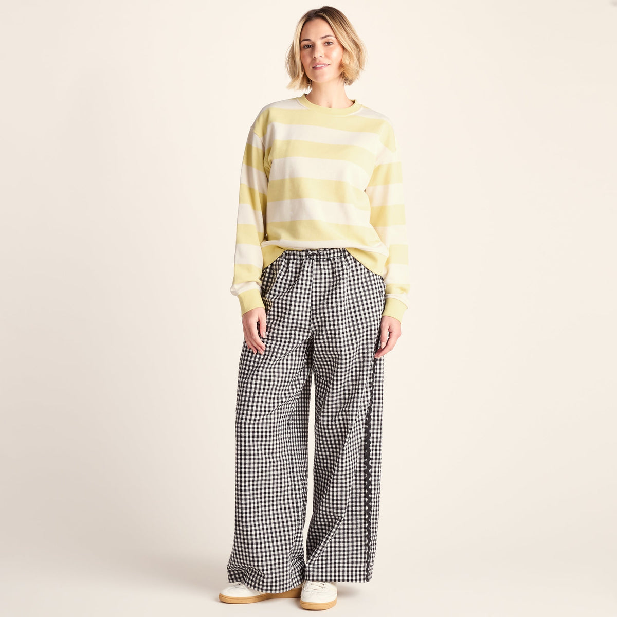 Tara Womens Relaxed Fit Supersoft Sweat - Butter Yellow Stripe - Image 3