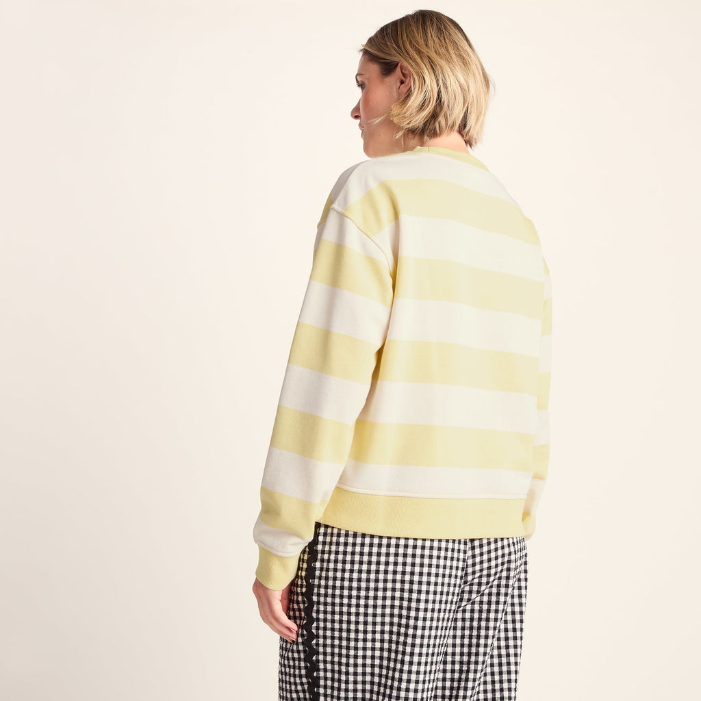 Tara Womens Relaxed Fit Supersoft Sweat - Butter Yellow Stripe - Image 4