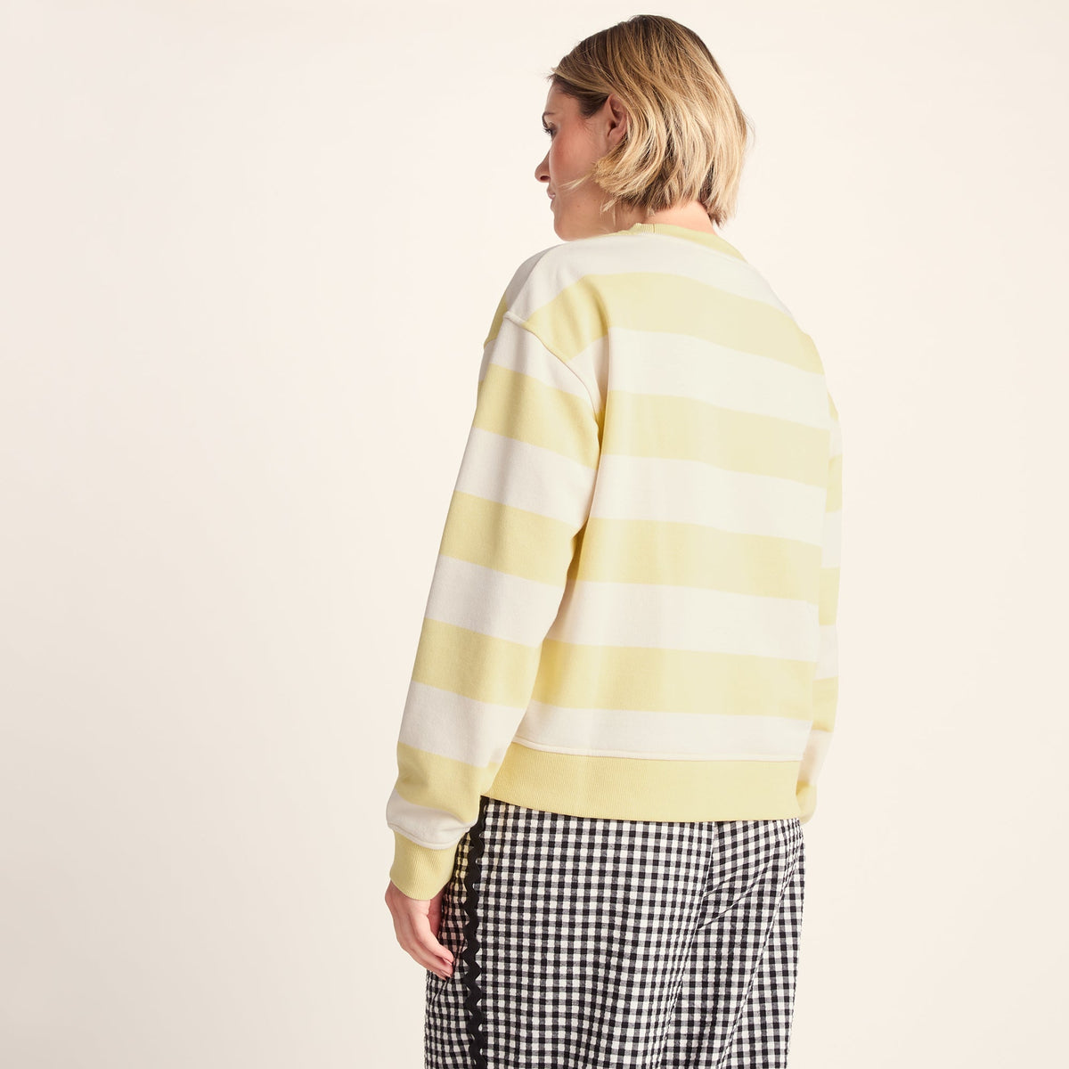 Tara Womens Relaxed Fit Supersoft Sweat - Butter Yellow Stripe - Image 4