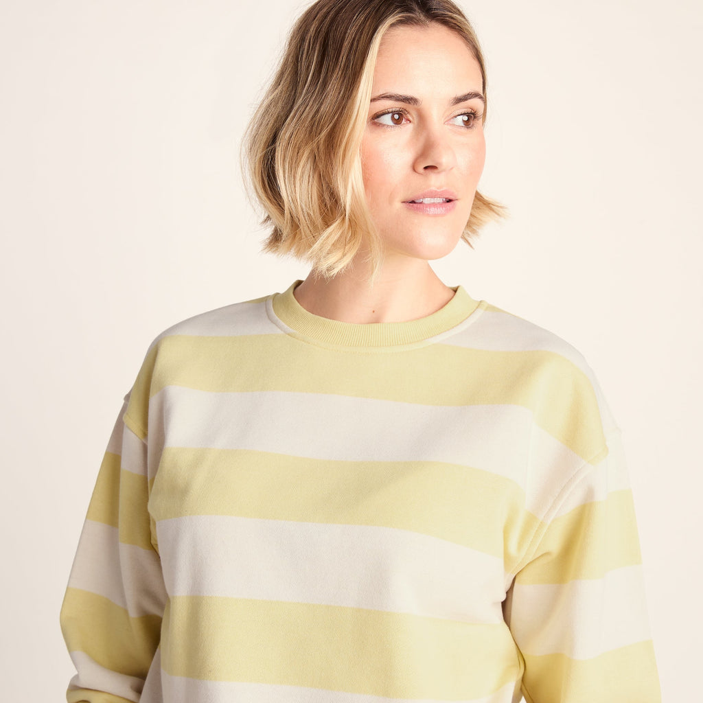 Tara Womens Relaxed Fit Supersoft Sweat - Butter Yellow Stripe - Image 6