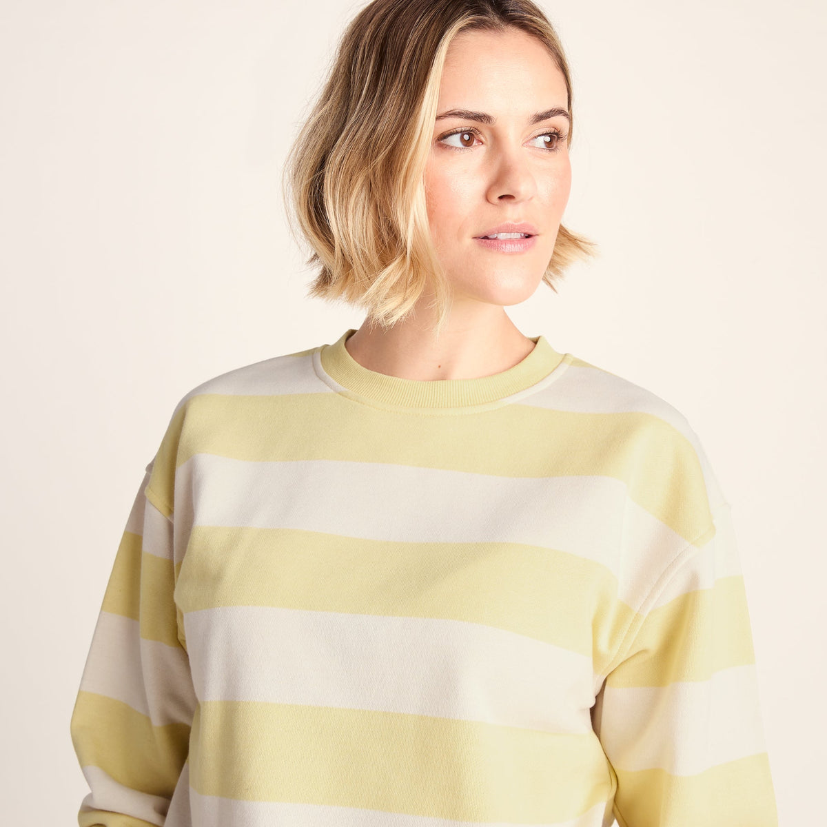 Tara Womens Relaxed Fit Supersoft Sweat - Butter Yellow Stripe - Image 6