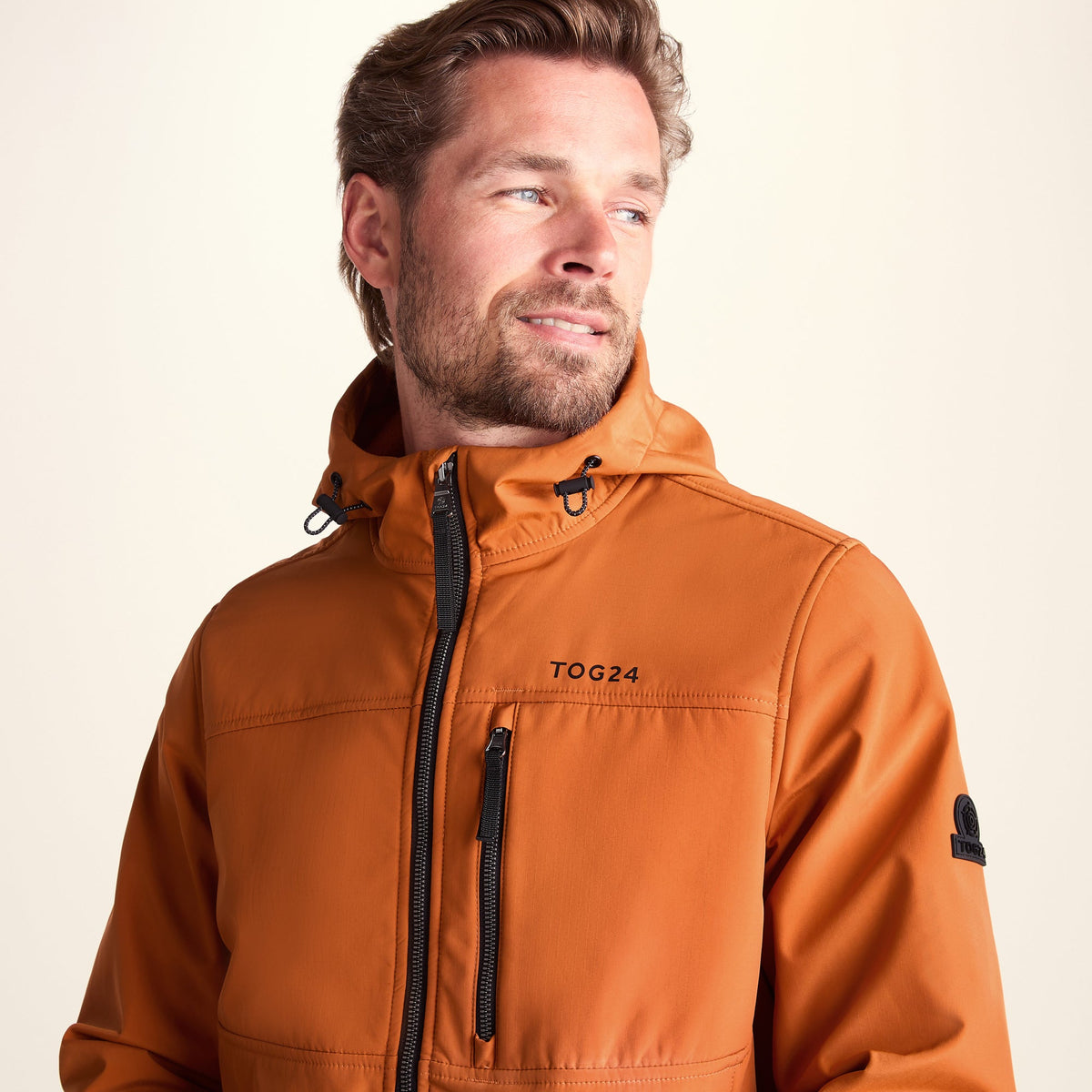 Truro Mens Hooded Softshell Jacket - Dark Orange - Image 5