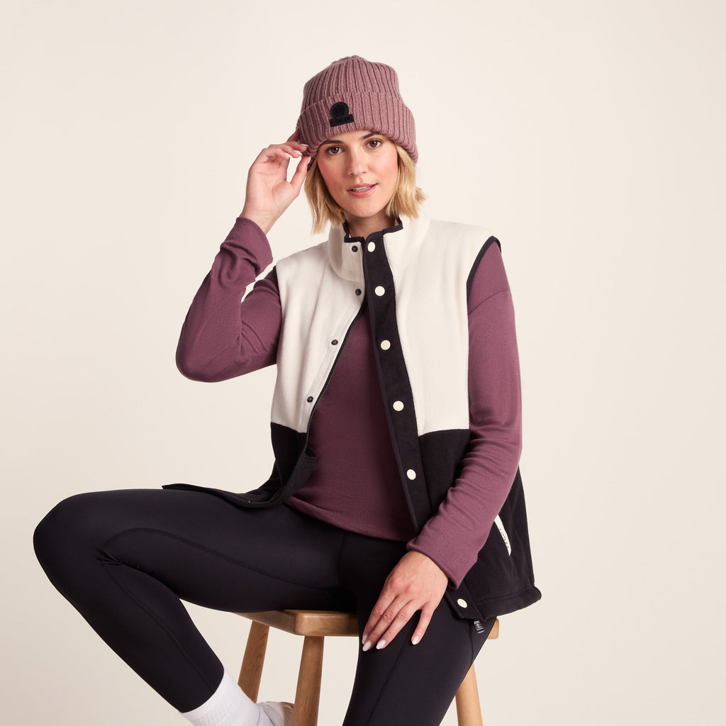 Tunston Womens Relaxed Fit Microfleece Gilet - Vanilla/Black - Image 3