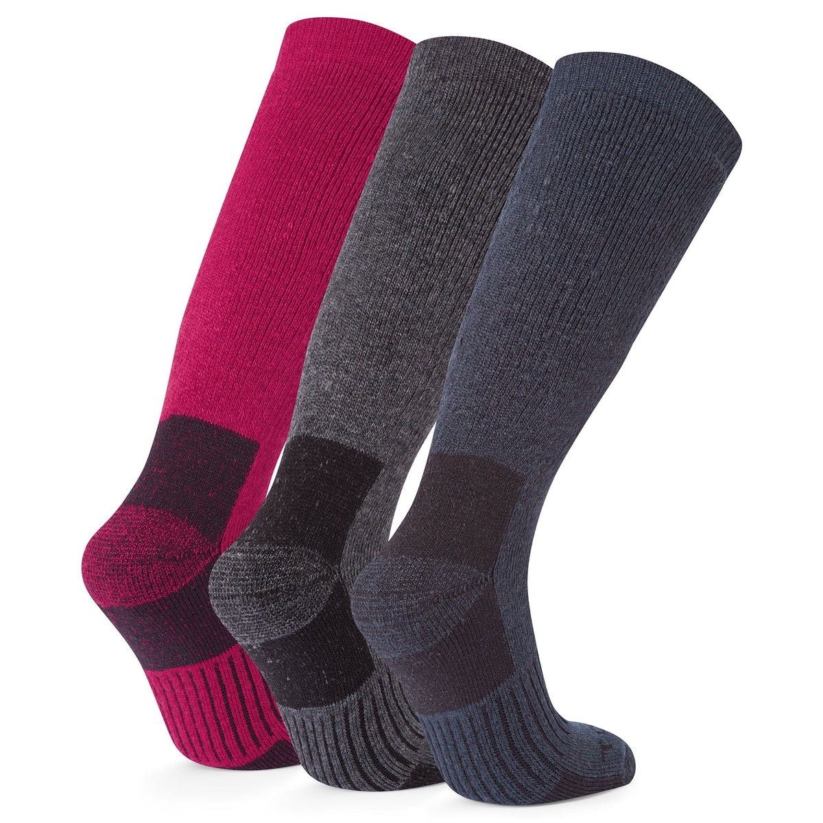 Villach 3 Pack Womens Trek Socks - Dark Grey Marl/Cerise/Dark Indigo - Image 2