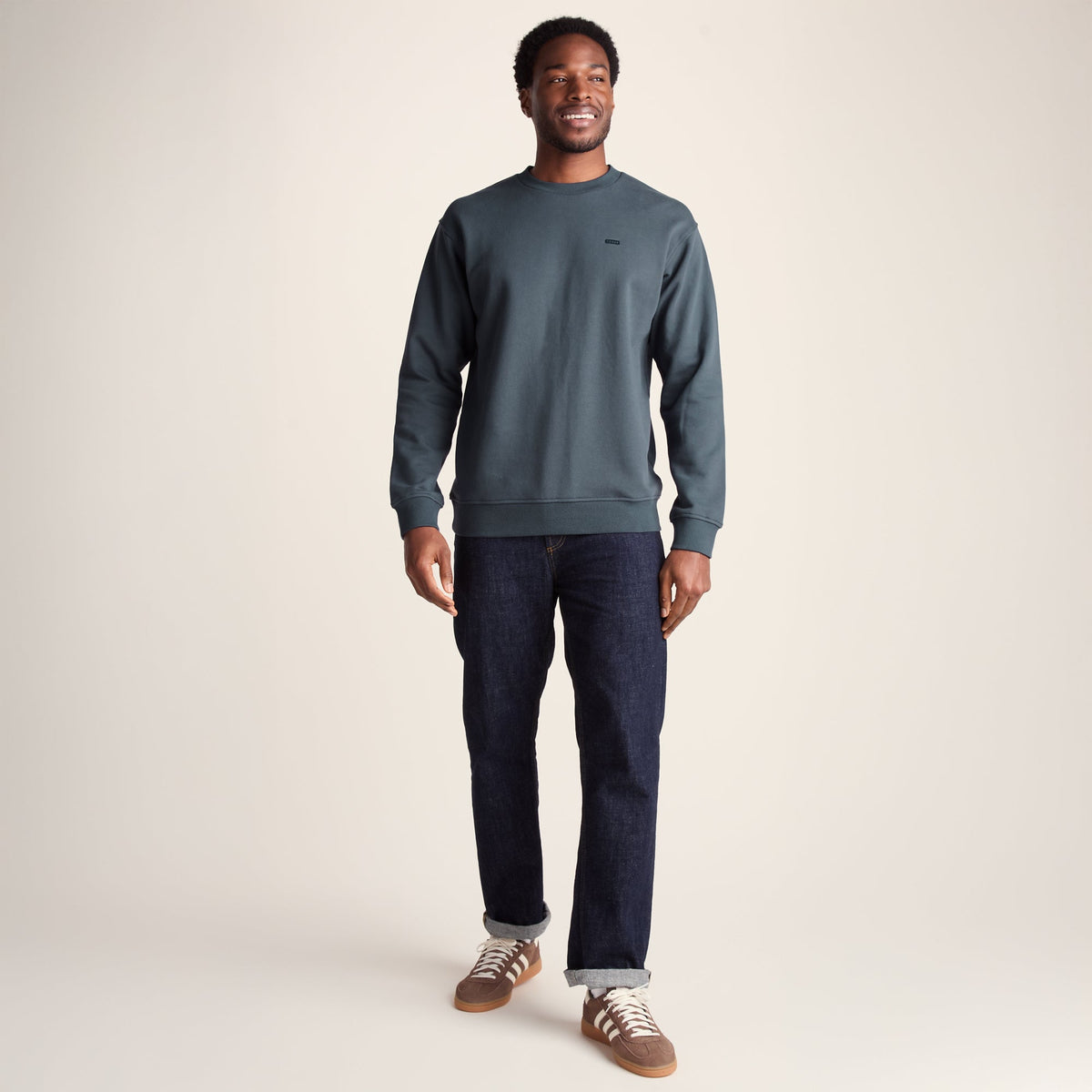 Warren Mens Relaxed Fit 100% Cotton Heavyweight Sweat - Aegean Teal - Image 2